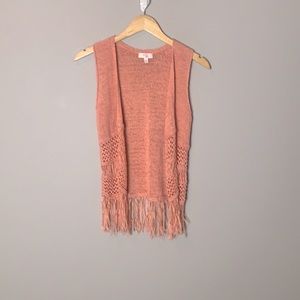 GB Girls Open Knit Sleeveless Fringe Vest